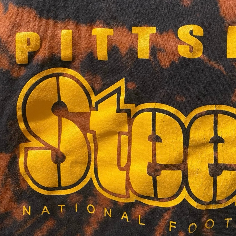 Men’s XL NFL Pittsburgh Steelers Spell Out Upcycled Bleached Tie Dye Shirt - Picture 3 of 10